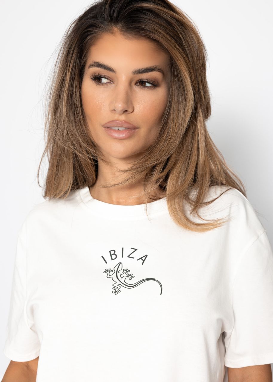 T-Shirt mit Ibiza Print - offwhite