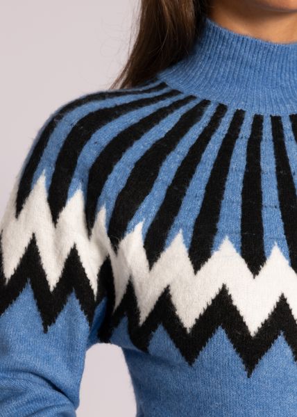 Raglan-Pullover mit Muster, blau