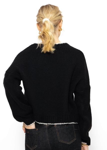 Oversize Pullover mit hellen Akzenten - schwarz