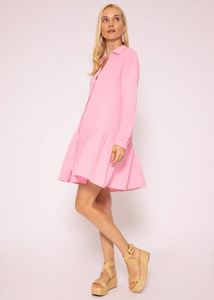 Musselin Kleid mit langen Ärmel, rosa