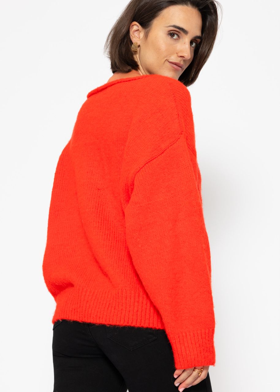 Oversize Pullover - orangerot