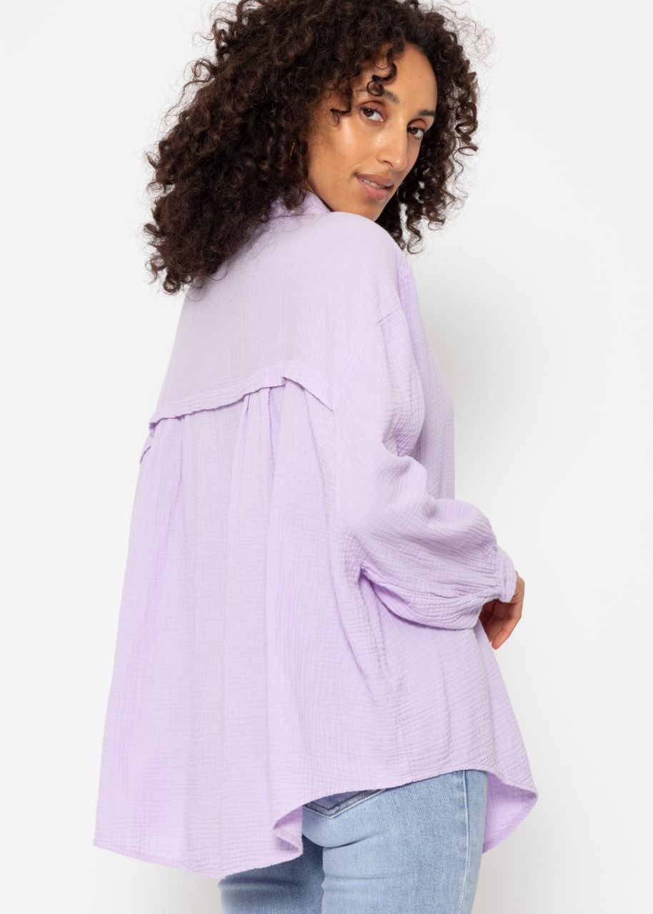 Musselin Bluse oversize, kurz, flieder