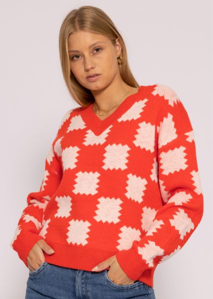 Pullover mit Muster, orange