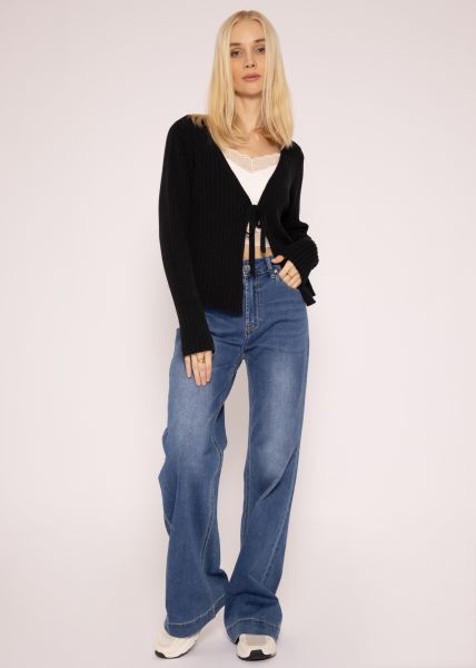 Cardigan mit Bindeband, schwarz