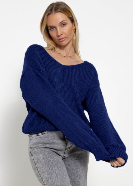 Pullover mit V-Ausschnitt - royalblau