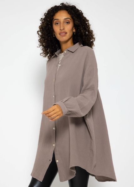 Musselin Bluse oversize, taupe