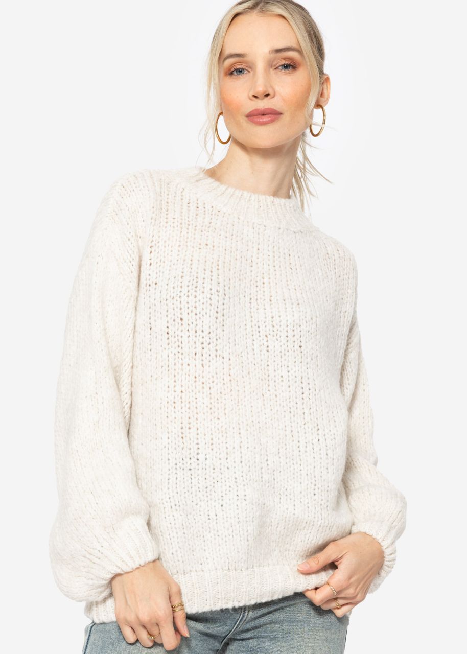 Oversize Pullover mit Rundhals-Ausschnitt - offwhite