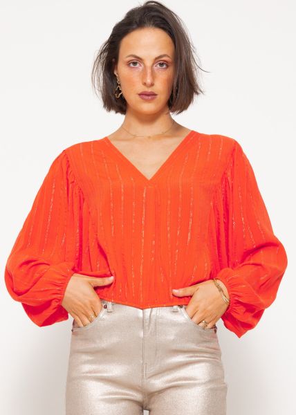Bluse mit Glitzerstreifen - orange