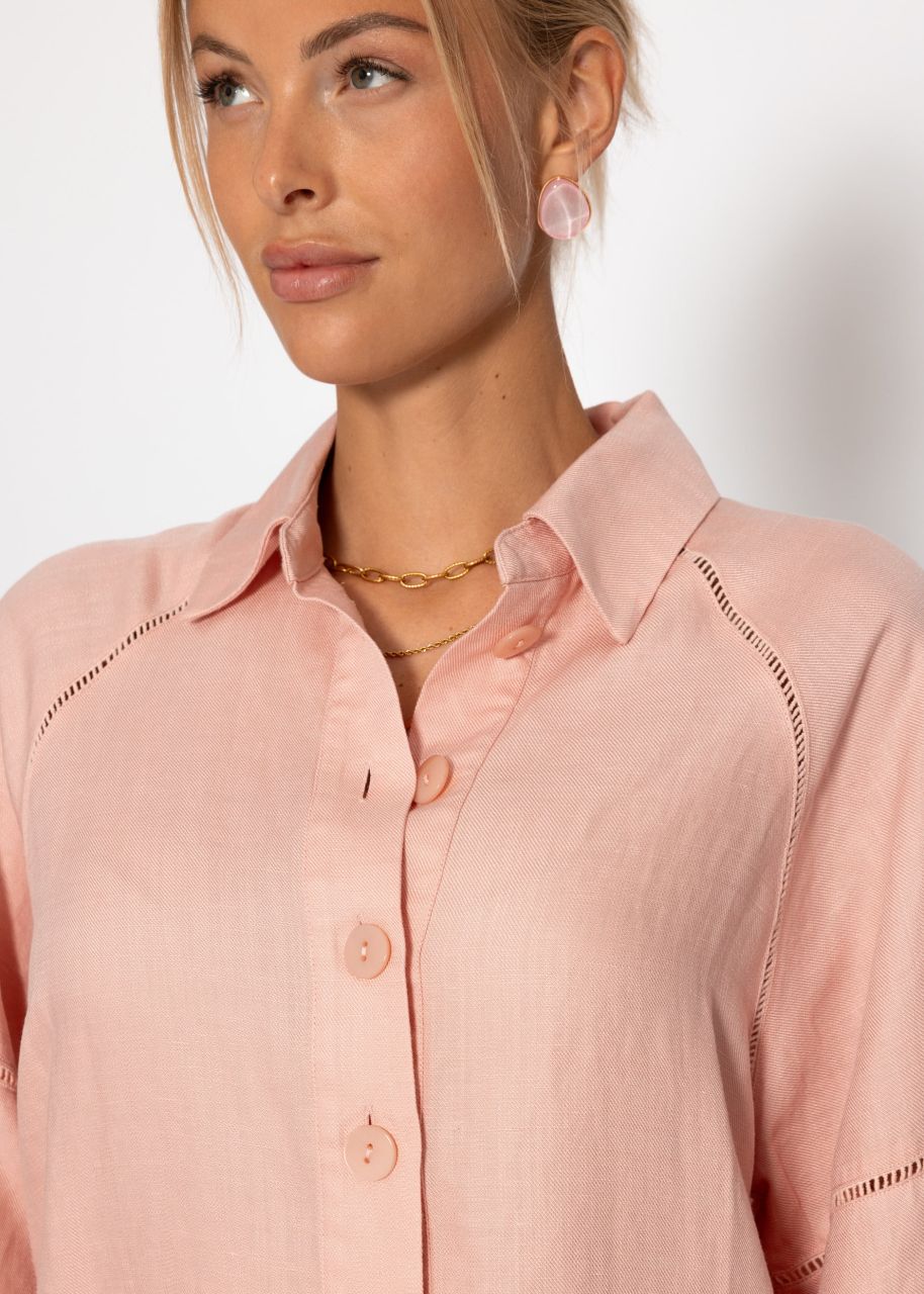 Leinen Kleid mit Knopfleiste - rosa