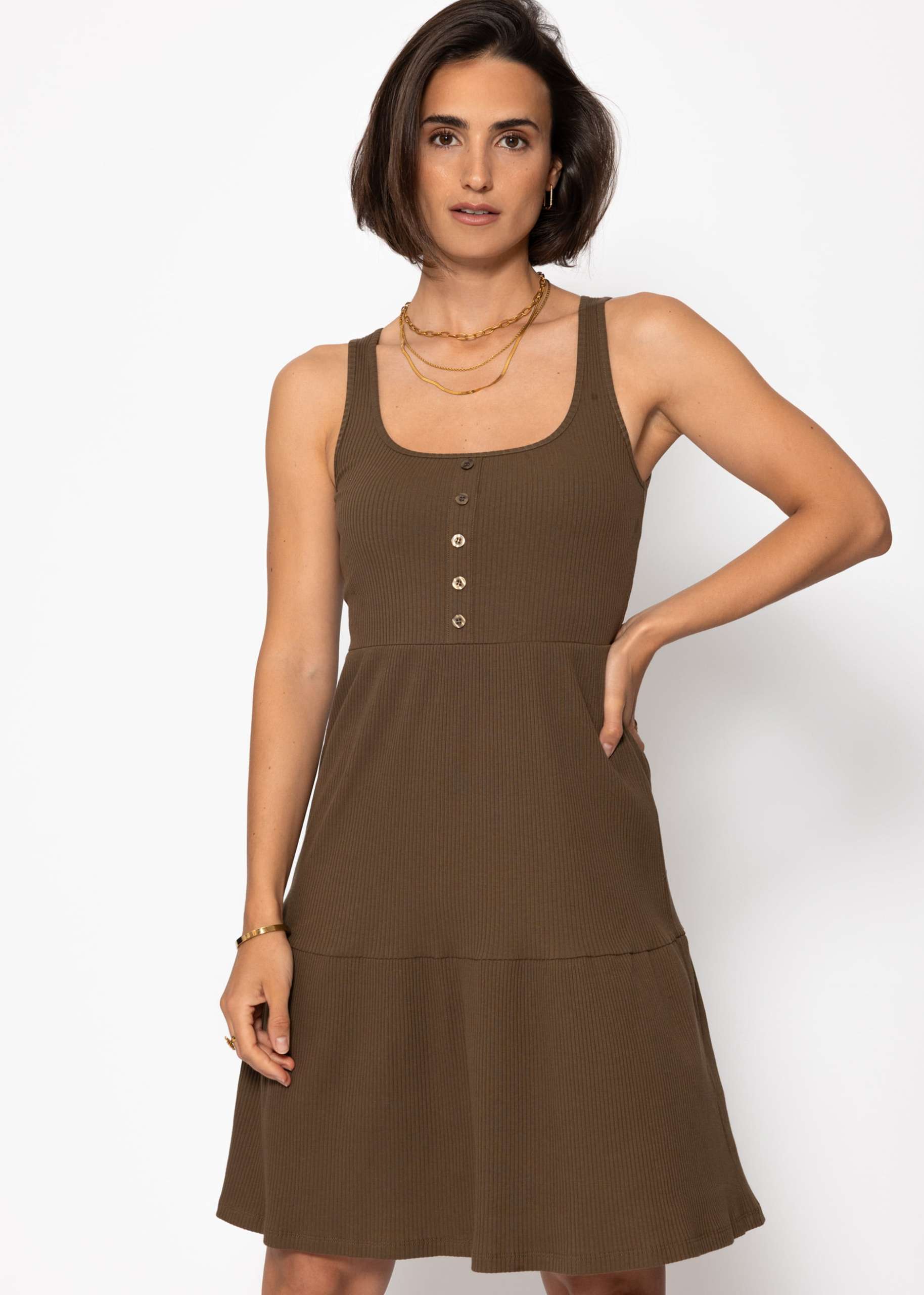 Baumwoll Jerseykleid - khaki