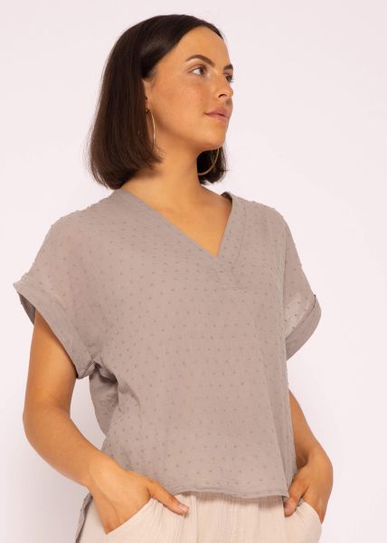 Plumetis Baumwoll-Bluse, taupe