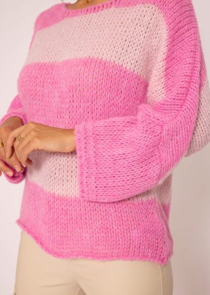 Locker gestrickter oversize Pullover - pink-rosa