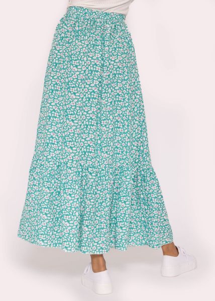 Maxi Rock mit Print, türkis