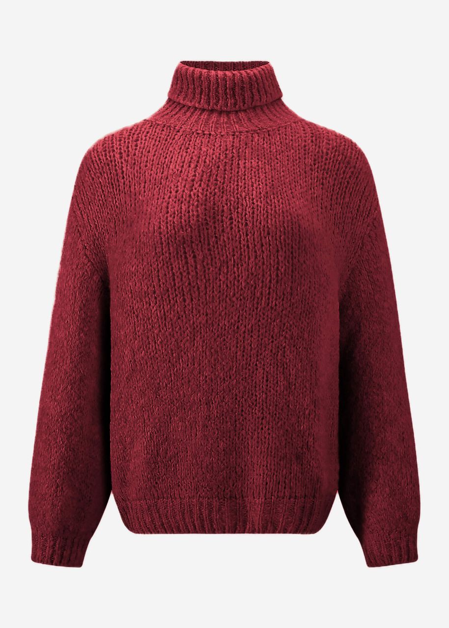 Oversize Rollkragenpullover - burgundy