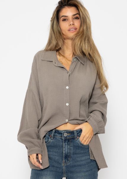 Musselin Bluse im Regular Fit - taupe