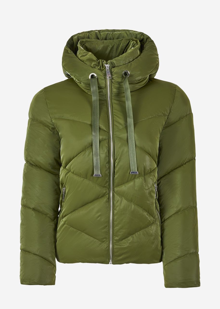 Pufferjacke mit Kapuze - khaki