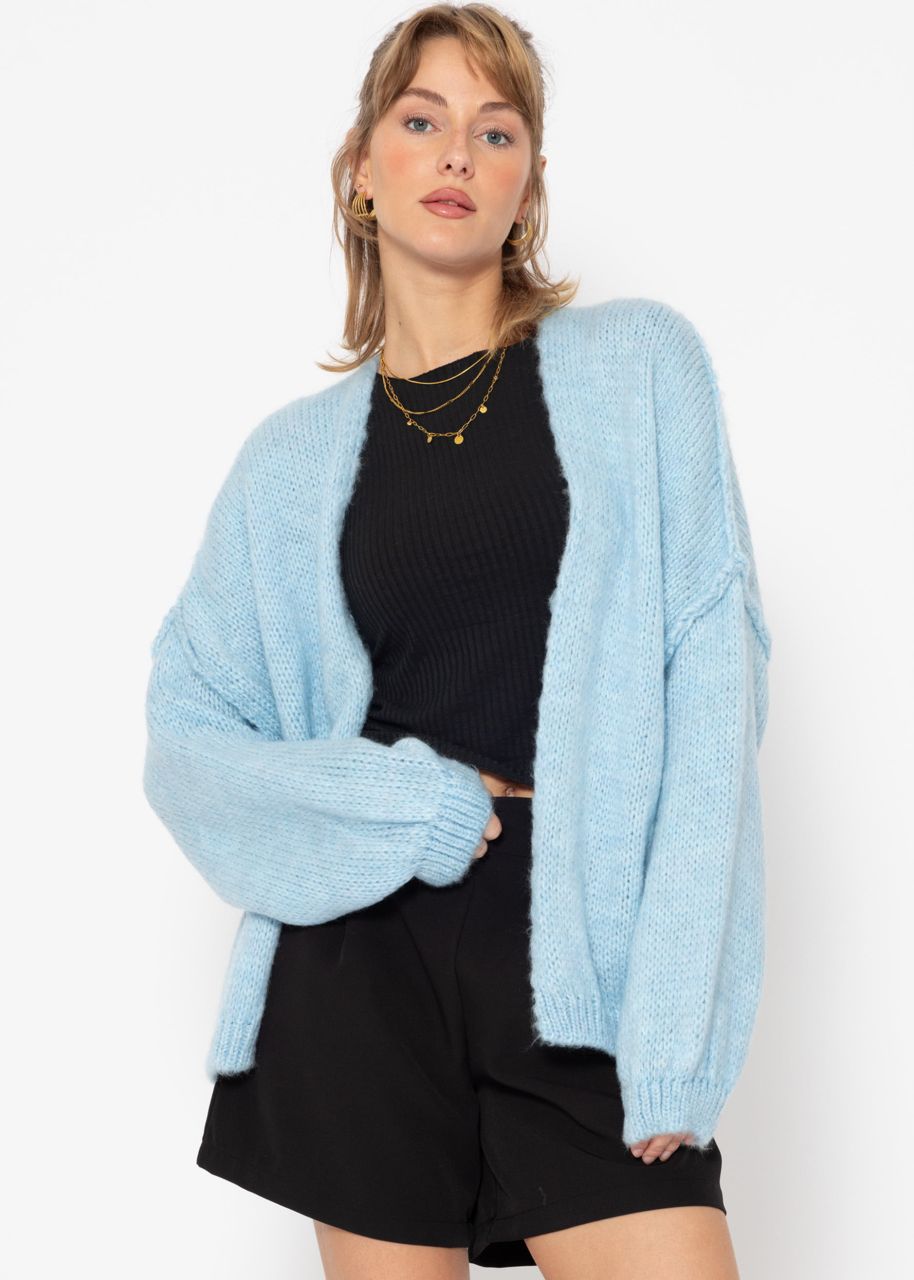 Lässiger Cardigan mit Außennähten - eisblau