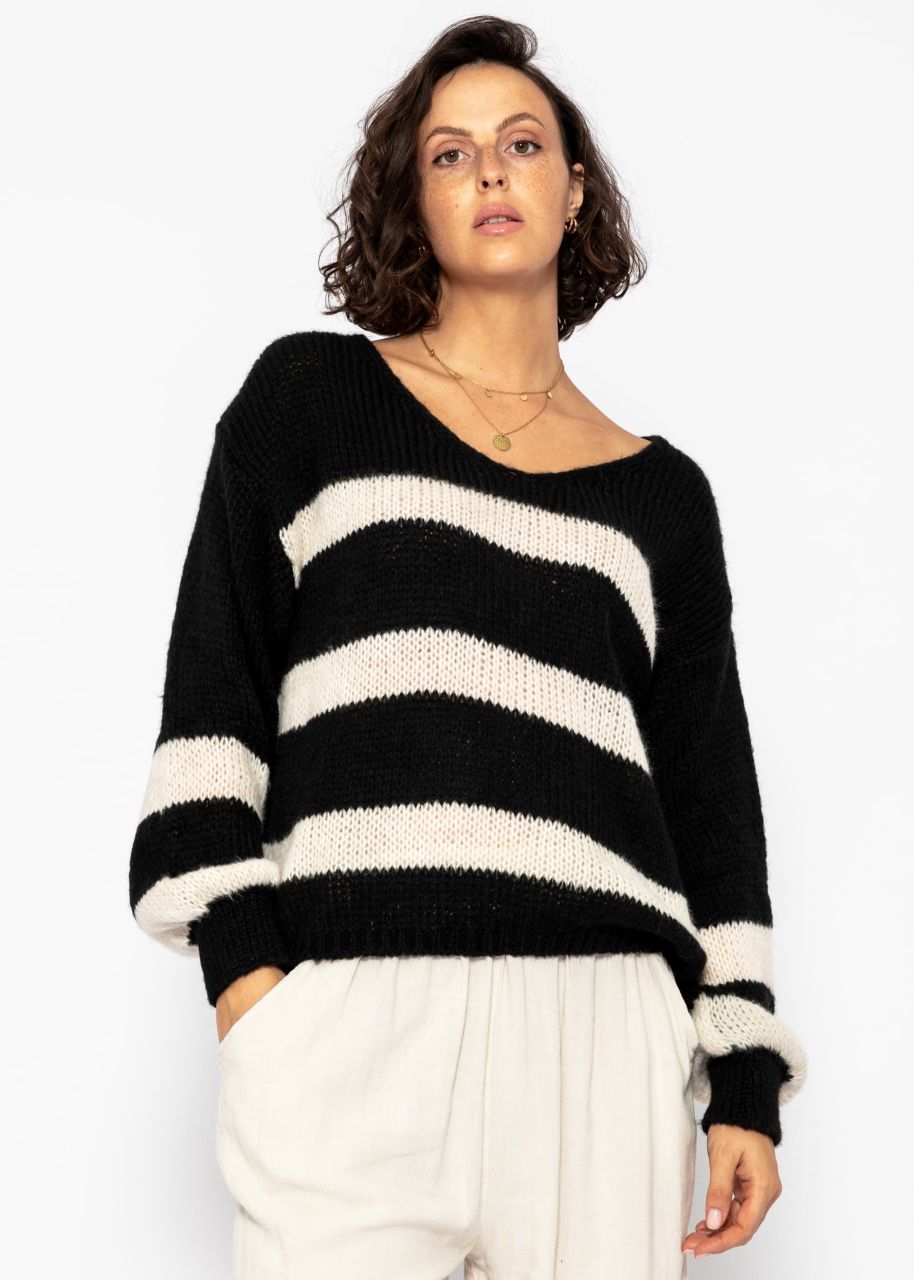 Pullover mit offwhite Streifen - schwarz