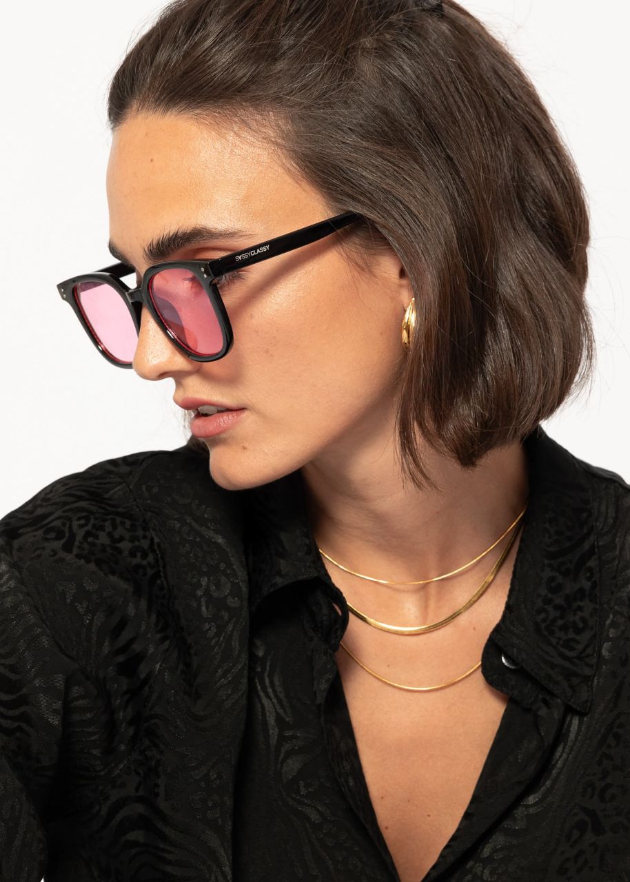 Sonnenbrille mit rosa getönten Gläsern - schwarz