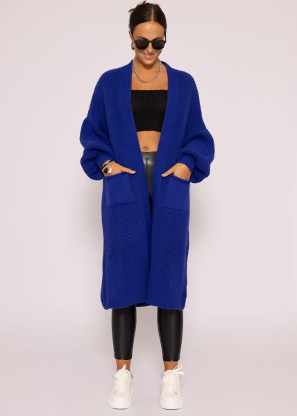 Maxi Cardigan mit Taschen - royalblau