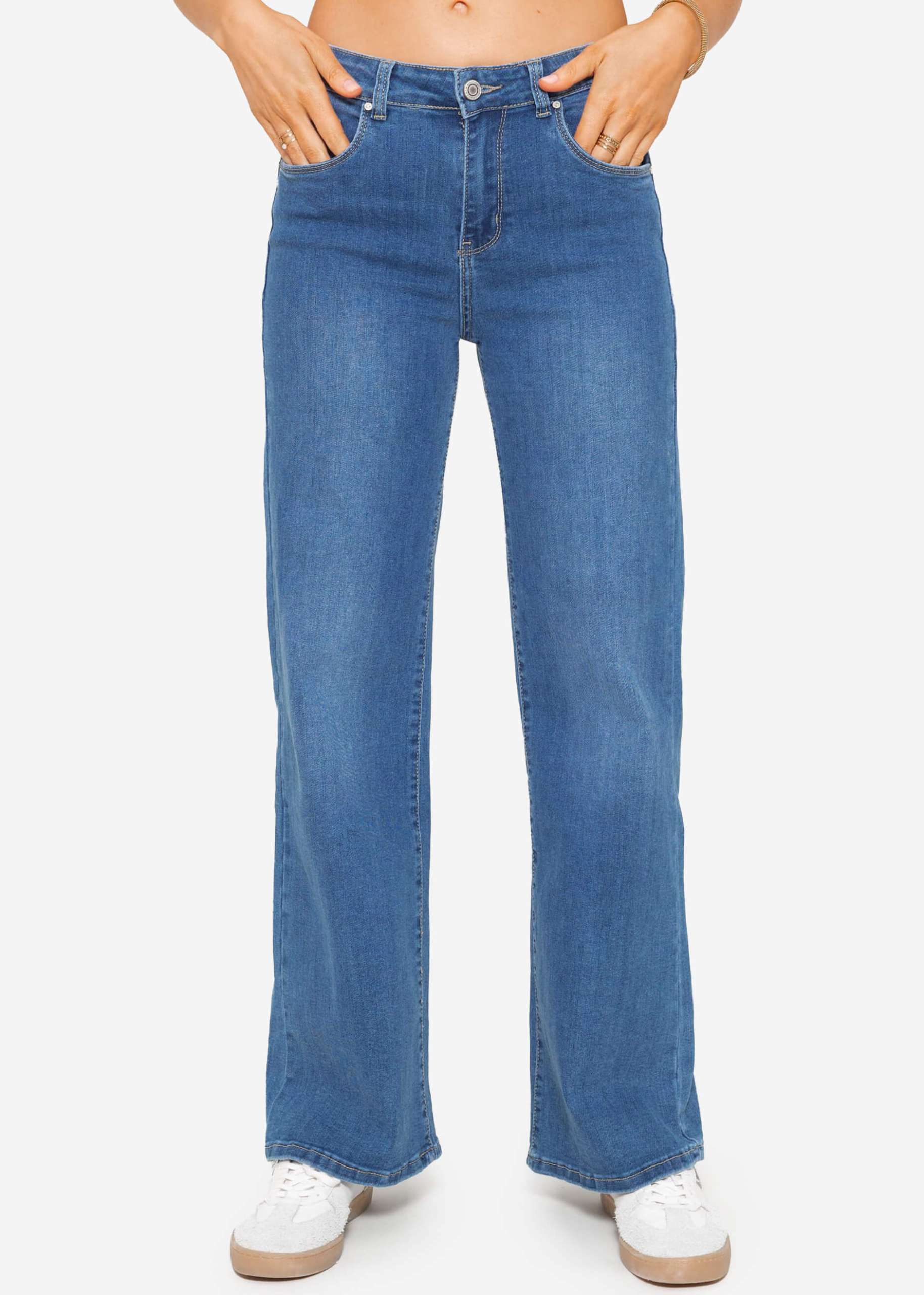 Ausgestellte Jeans - mittelblau