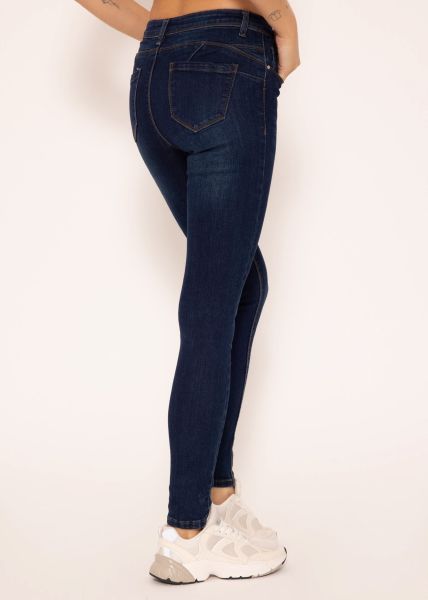 Stretchy Highwaist Push Up Jeans, dunkelblau
