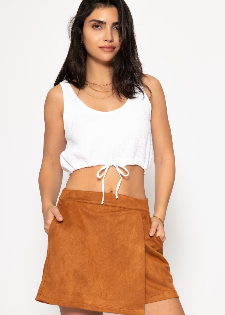 Musselin Top mit Zugband - weiß
