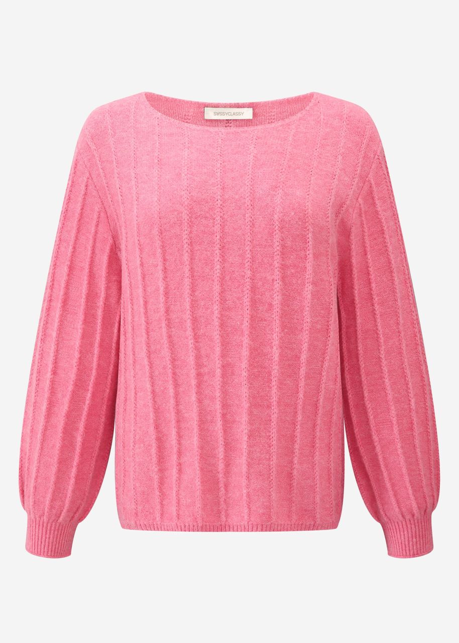 Längs gerippter Pullover - pink