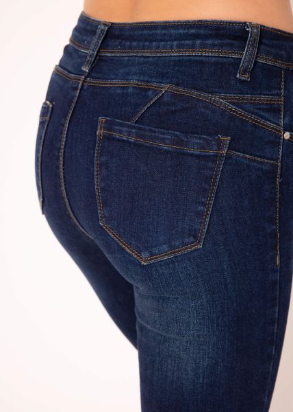 Stretchy Highwaist Push Up Jeans, dunkelblau