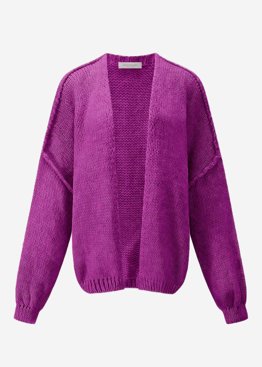 Lässiger Cardigan mit Außennähten - violett