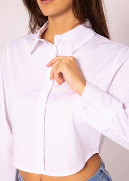 Kurze Baumwollbluse, weiß
