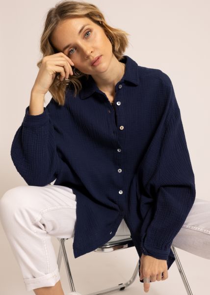 Ultra oversize Blusenhemd, kürzere Variante, dunkelblau