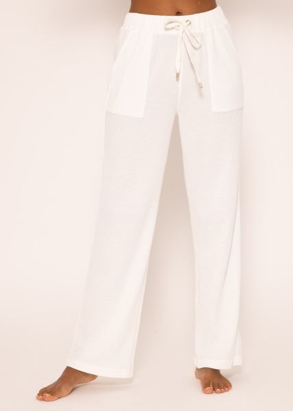 Casual Pants in Waffelpiqué - offwhite
