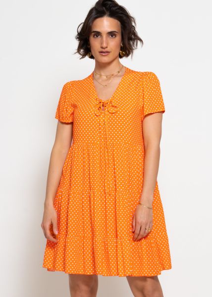 Luftiges Kleid mit Tupfen-Print - orange