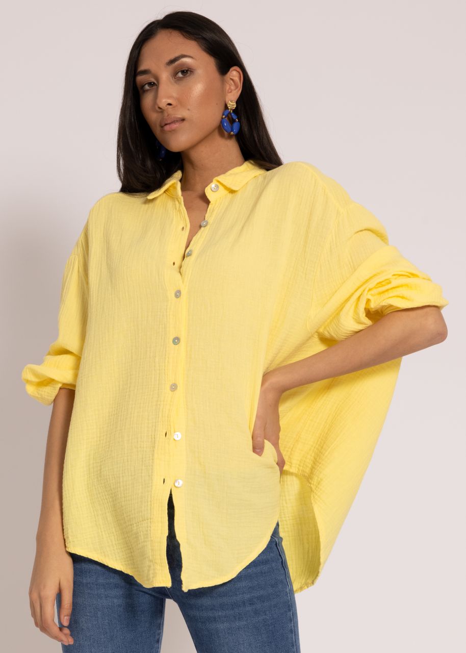 Ultra oversize Blusenhemd, kürzere Variante, gelb