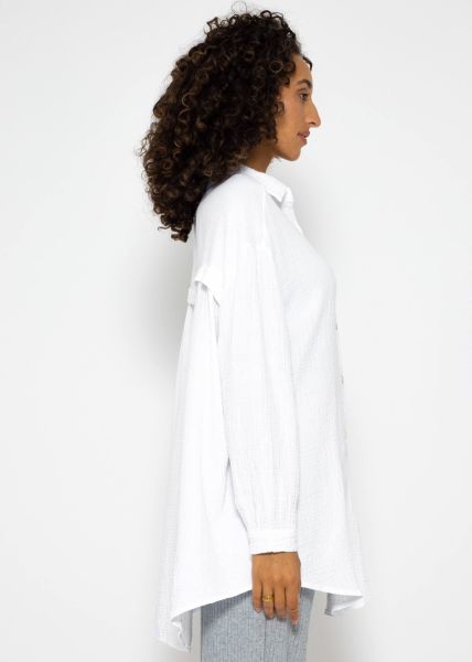 Musselin Bluse oversize, weiß