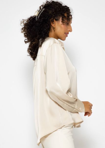 Oversize Satinbluse - hellbeige