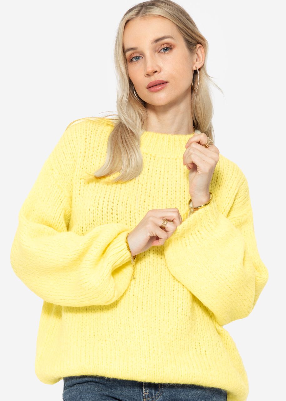 Oversize Pullover mit Rundhals-Ausschnitt - vanillegelb