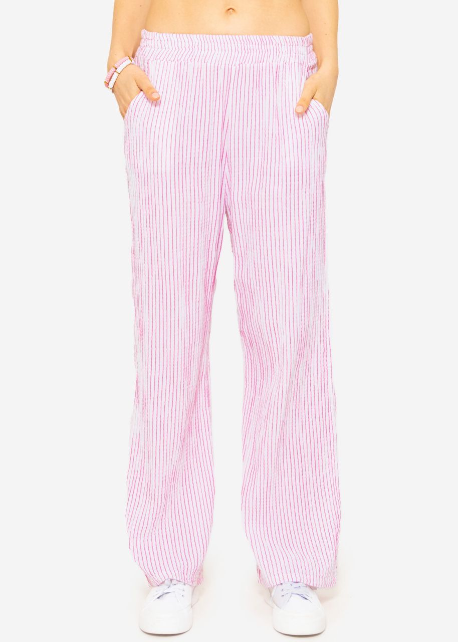 Musselin Pants, gestreift, pink-weiß