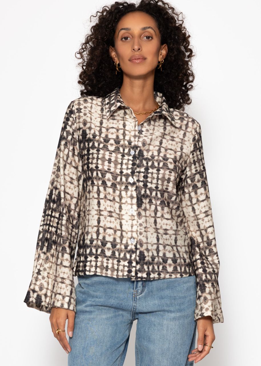 Viskose Bluse mit Print - taupe