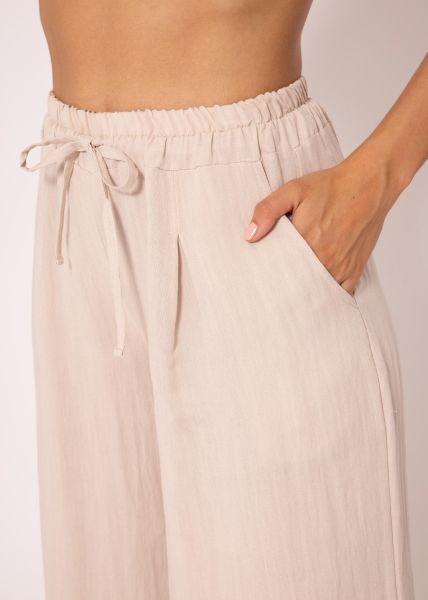 Schimmernde lässige Viskose Hose, beige