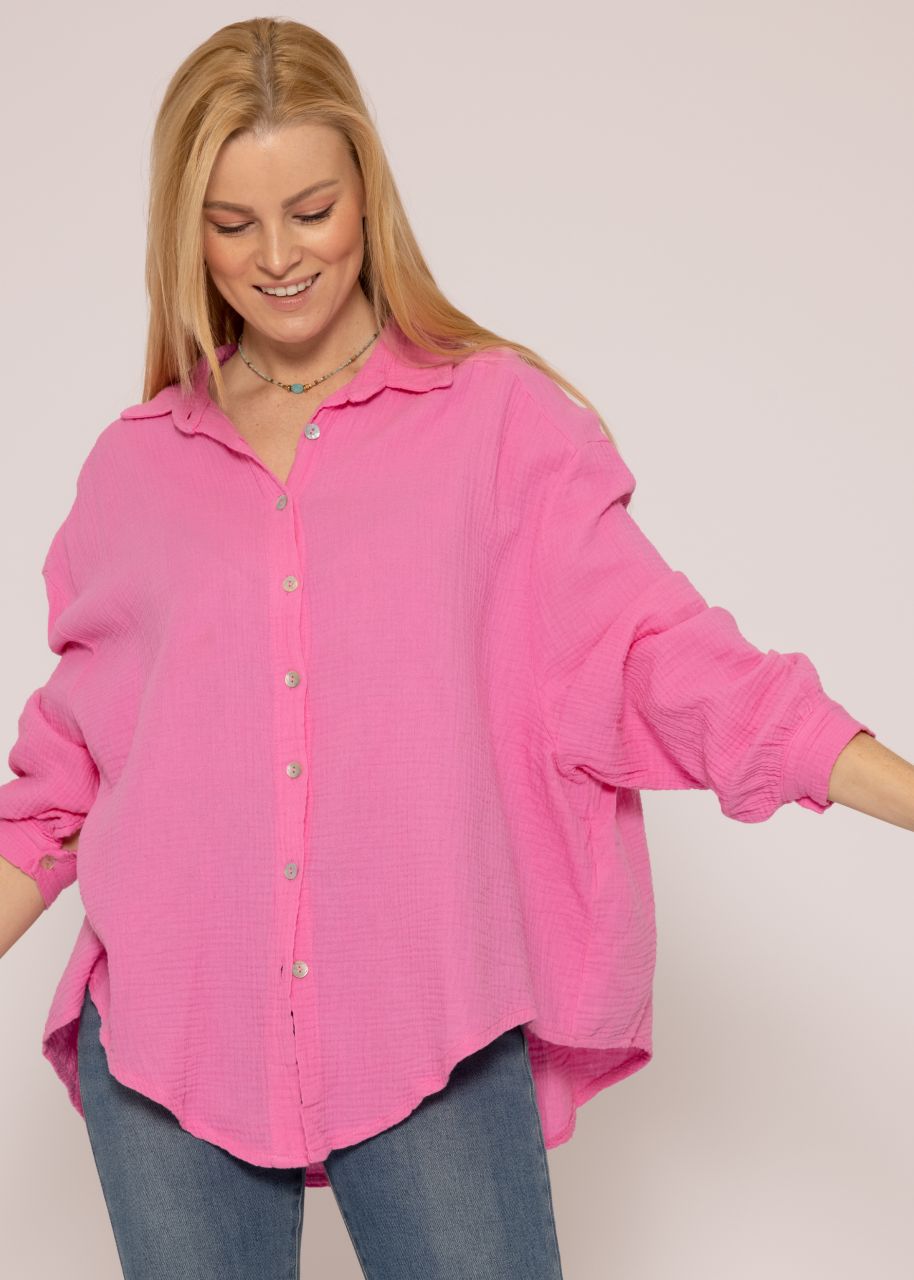 Ultra oversize Blusenhemd, kürzere Variante, pink