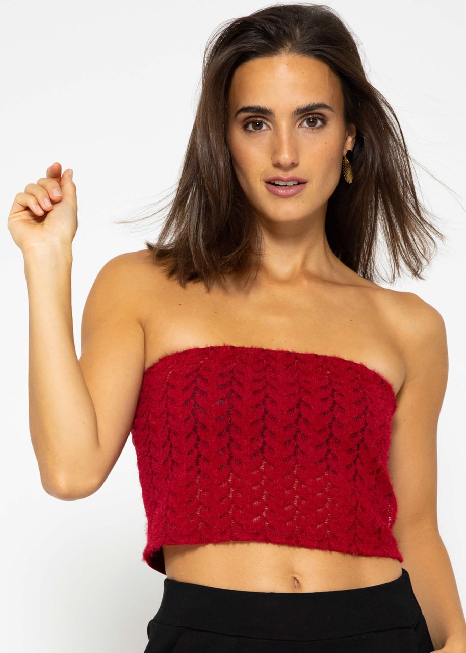 Bandeau Top in extravaganter Spitze - dunkelrot