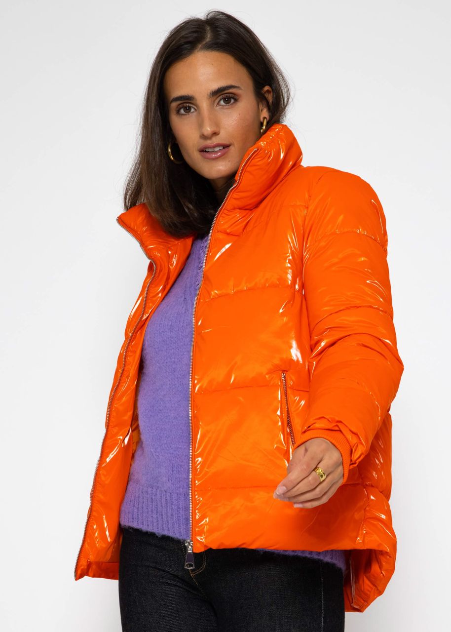 Pufferjacke mit Stehkragen - orange