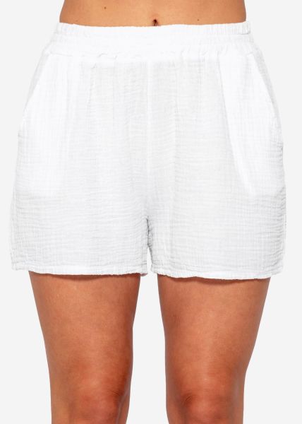 Musselin Shorts, weiß