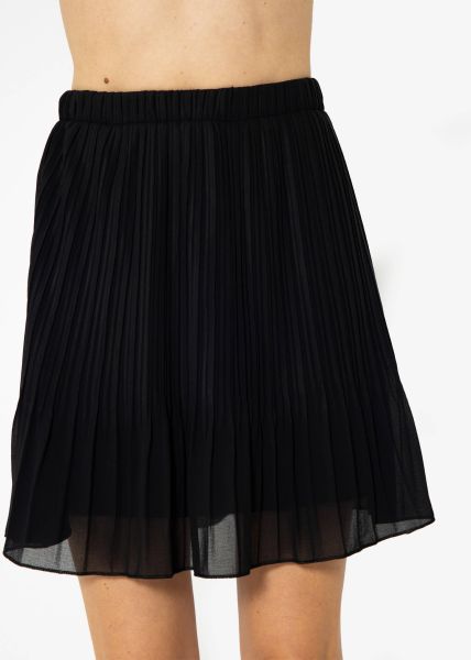 Plissée-Rock aus Chiffon, schwarz