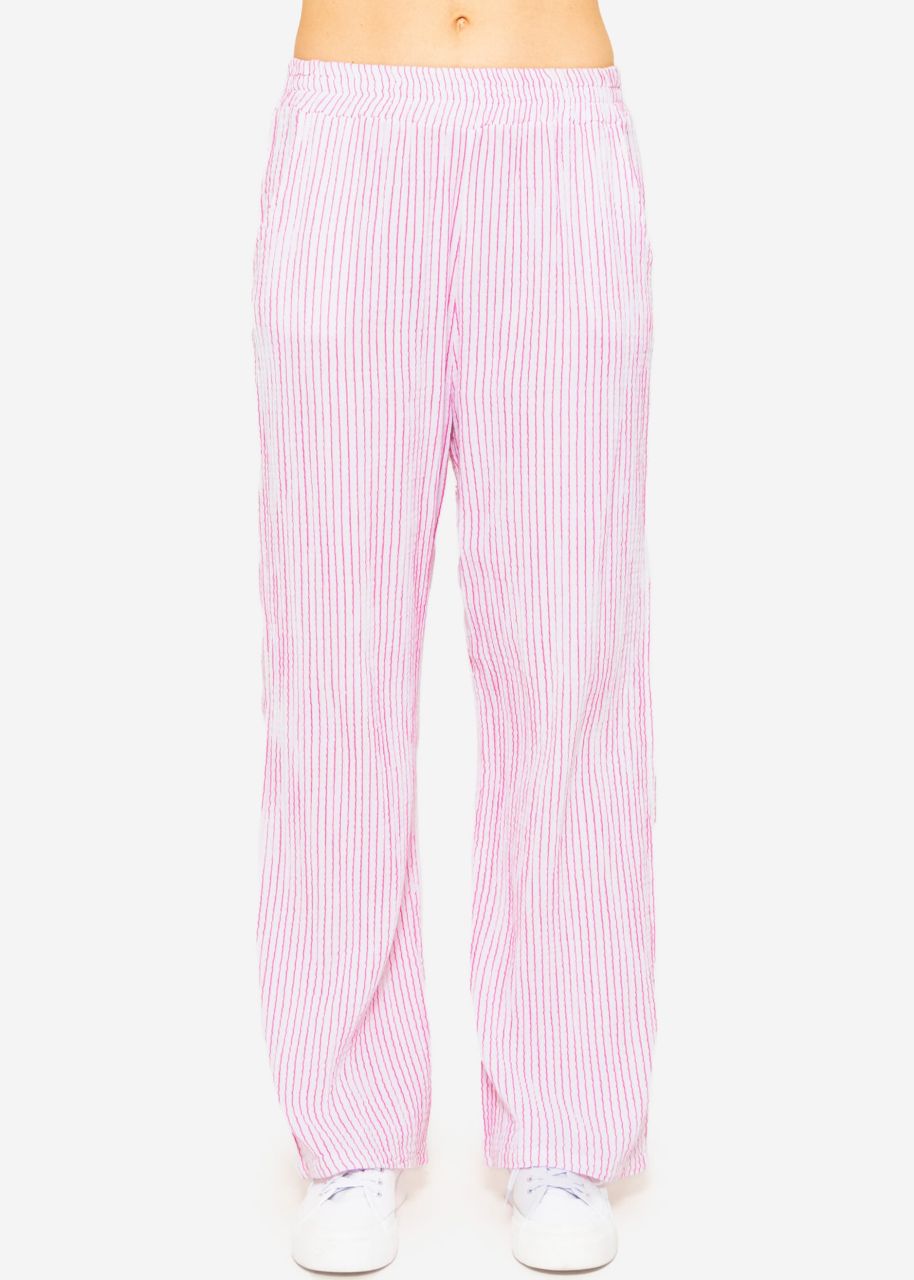 Musselin Pants, gestreift, pink-weiß
