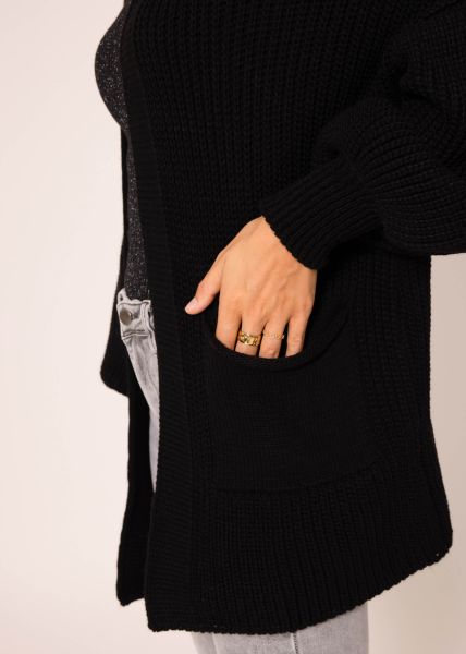 Strick Cardigan mit Taschen - schwarz