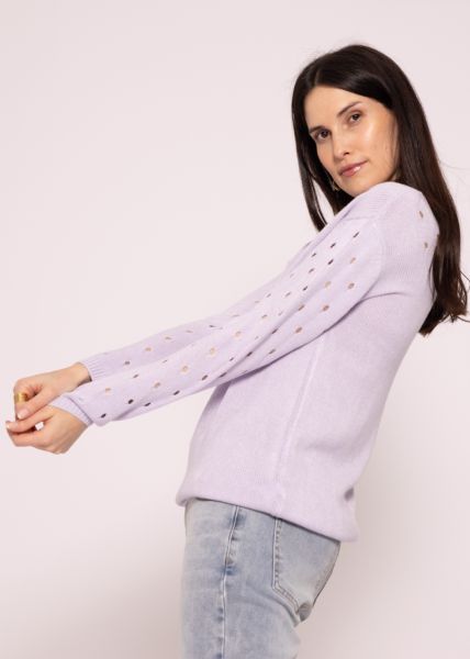 Pullover mit Lochmuster, flieder