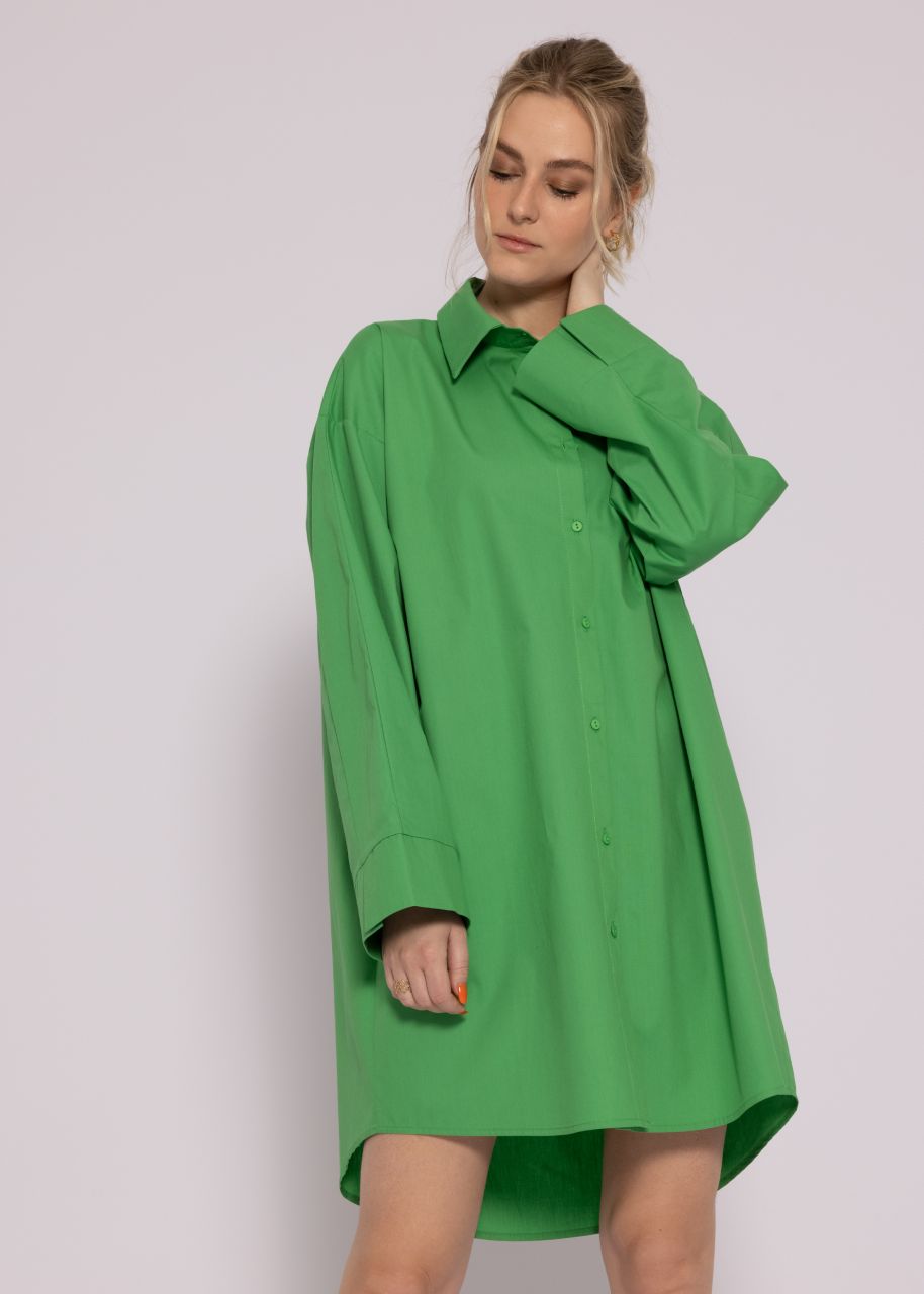 Oversize Baumwoll-Blusenkleid, grün